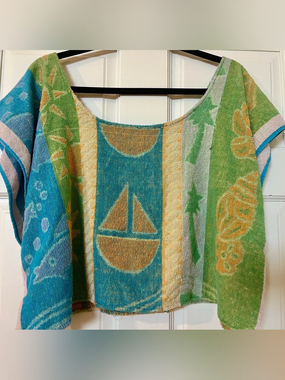 Vintage 70s Upcycled Terry Cloth Towel Crop Top Sz Medium